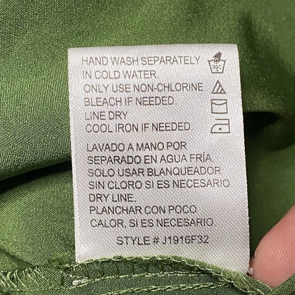 Patrons of Peace Maxi Dress Womens M Green White Floral Empire Waist Long Sleeve - Picture 6 of 10